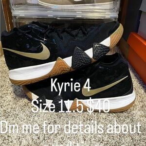 Nike Kyrie 4 Black and Gold Athletic Shoes